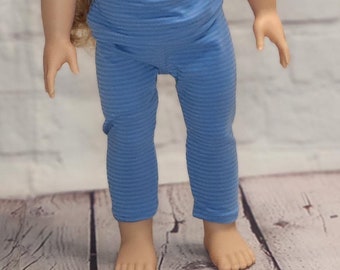 18 inch Doll Clothes - Light Blue Stripe Leggings -  fits American Girl (PANTS ONLY)