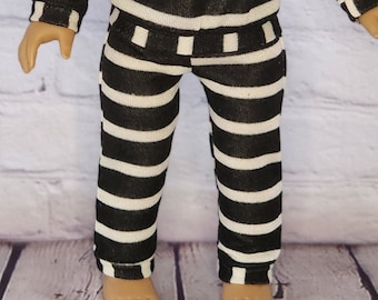 18 inch Doll Clothes - Charcoal Stripes French Terry Joggers - fits American Girl - Boy or Girl Doll (PANTS ONLY)