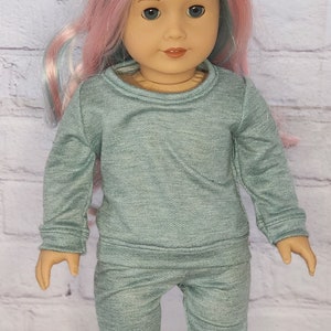 18 inch Doll Clothes - Aqua French Terry Sweatshirt - fits American Girl - Boy or Girl Doll (SHIRT ONLY)