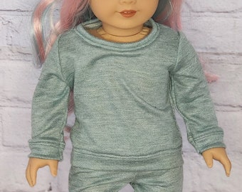 18 inch Doll Clothes - Aqua French Terry Sweatshirt - fits American Girl - Boy or Girl Doll (SHIRT ONLY)