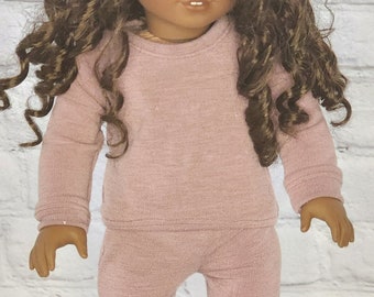 18 inch Doll Clothes - Dusty Rose French Terry Sweatshirt - fits American Girl - Boy or Girl Doll (SHIRT ONLY)