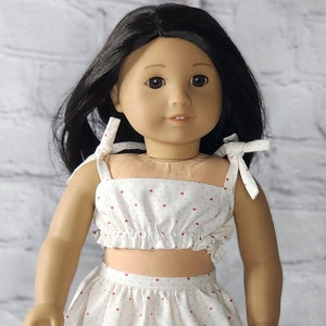 18 inch Doll Clothes -  Tiny Hearts Strappy Crop Tank Top - SHIRT ONLY -  fits American Girl