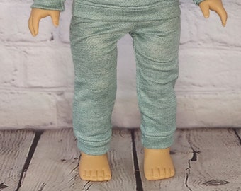 18 inch Doll Clothes - Aqua French Terry Joggers - fits American Girl - Boy or Girl Doll (PANTS ONLY)