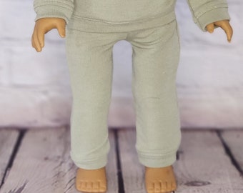 18 inch Doll Clothes - Sage Green French Terry Joggers - fits American Girl - Boy or Girl Doll (PANTS ONLY)