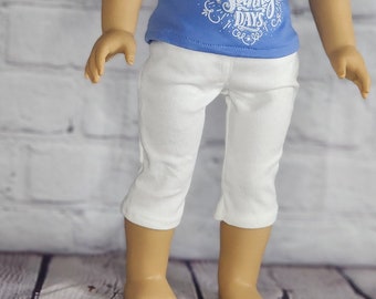 18 inch Doll Clothes - White Twill Capris - fits American Girl (PANTS ONLY)