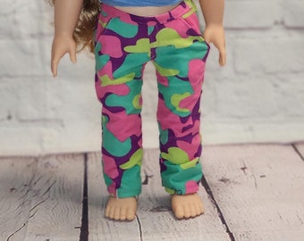 18 inch Doll Clothes - Rainbow Camo Corduroy Chinos - Trouser Pants -  for boy or girl doll - fit American Girl