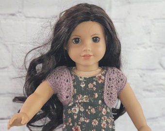 18 inch Doll Clothes - Crocheted Lacy Shrug - Capped Sleeve - Dusty ROSE PINK - fits American Girl