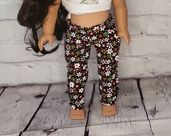 18 inch Doll Clothes - Midnight Floral Corduroy Chinos - Trouser Pants -  for boy or girl doll - fit American Girl