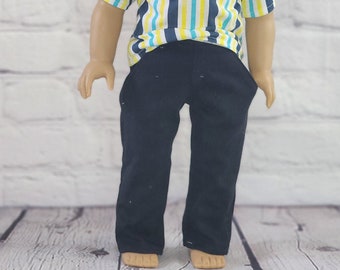 18 inch Doll Clothes - Midnight Blue Relaxed Chinos - Trouser Pants -  for boy or girl doll - fit American Girl