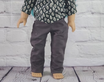 18 inch Doll Clothes - Charcoal Relaxed Chinos - Trouser Pants -  for boy or girl doll - fit American Girl