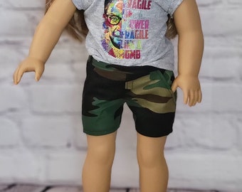 18 inch Doll Clothes - Moto Pocket Shorts - Green Camo - fits American Girl