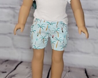 18 inch Doll Clothes - Moto Pocket Shorts - Swimming Palms - fits American Girl