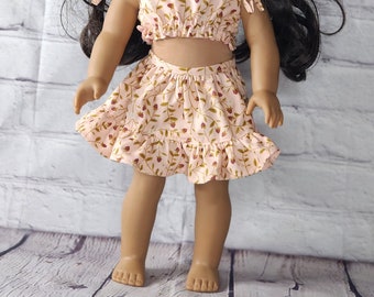 18 inch Doll Clothes - Strawberry Vines Ruffle Skirt - SKIRT ONLY - fits American Girl