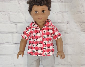 18 inch Doll Clothes - Palm Trees Buttondown Shirt - fits American Girl - for boy or girl doll (SHIRT ONLY)