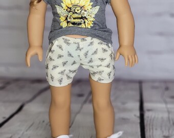 18 inch Doll Clothes - Moto Pocket Shorts - Bee - fits American Girl