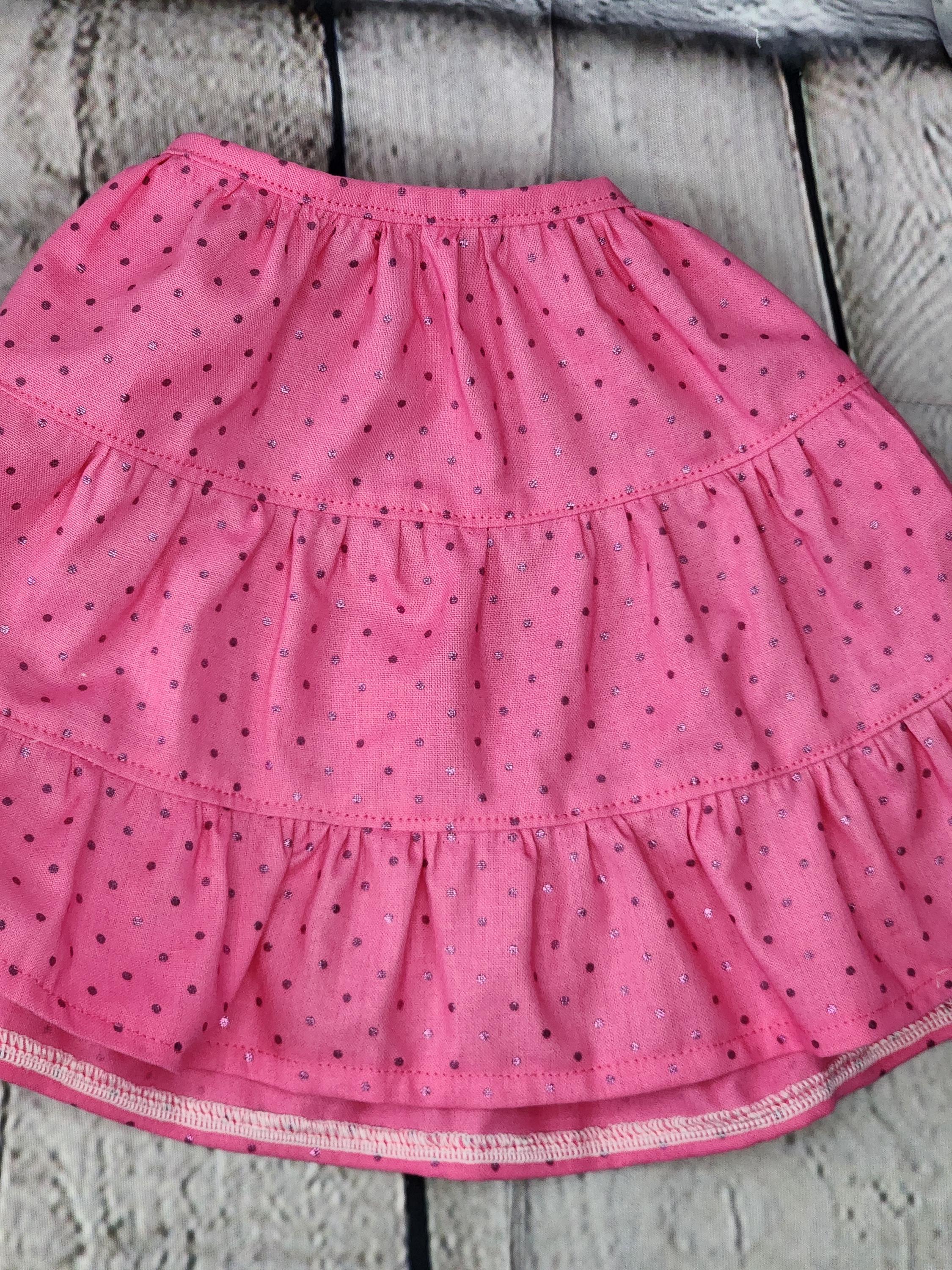 18 inch Doll Clothes - Pink Metallic Polka Dot Tiered Maxi Skirt - fits American Girl (SKIRT ONLY)