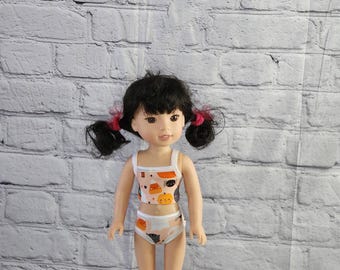14.5 inch Doll Clothes - Halloween Friends Cami and Panty - 2 piece set - ORANGE BLACK - fits Wellie Wisher