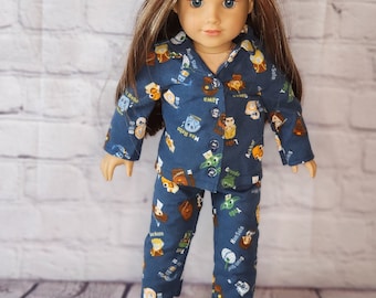 18 inch Doll Clothes - Space Battle Pals Flannel Pajamas - fits American Girl - BOY or GIRL doll