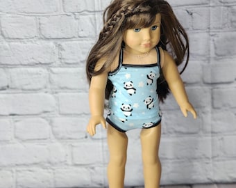 18 inch Doll Clothes - Panda Cami and Panty - 2 piece set - BLUE BLACK WHITE - fits American Girl