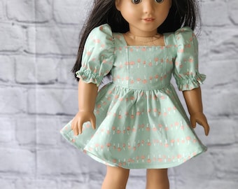 18 inch Doll Clothes - Sage Toadstools Puffy Dress - fits American Girl