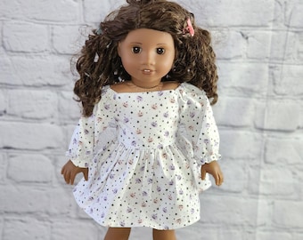 18 inch Doll Clothes - Pastel Pumpkin Dress - WHITE LILAC BLACK - Pretty Party Dress - fits American Girl Doll
