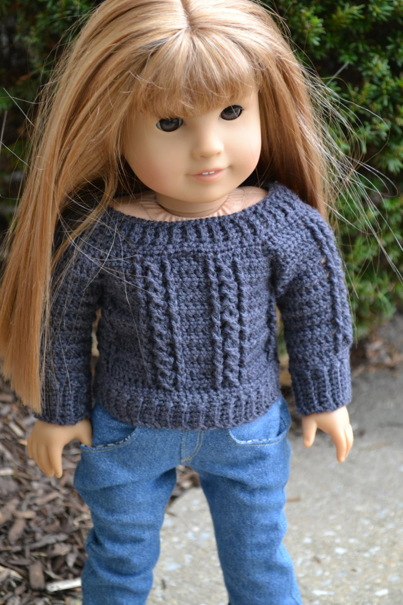18 Inch Doll Clothes Crocheted Cable Sweater Olive Green Etsy