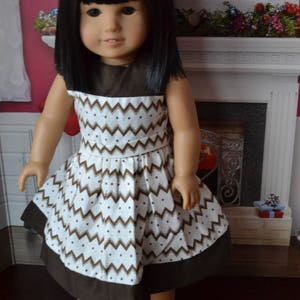 18 inch Doll Clothes Pretty Dress Brown Chevrons fits American Girl image 1