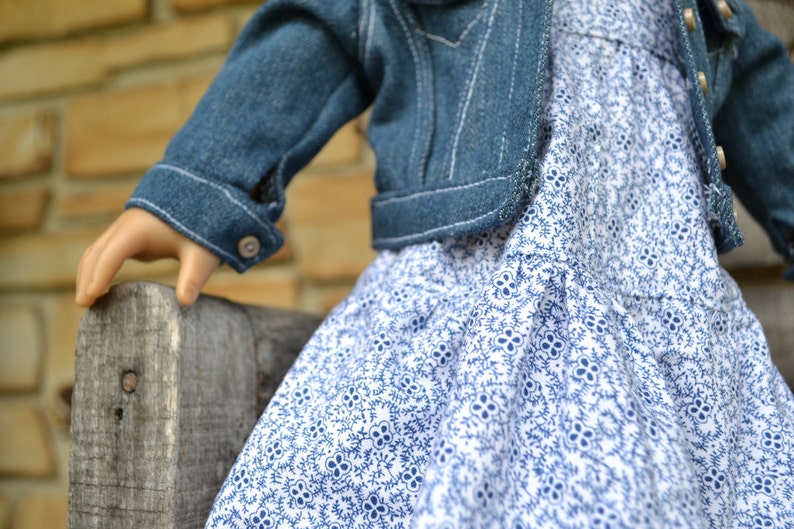MADE TO ORDER fits American Girl Doll Medium Wash Blue Jean Jacket 18 inch Doll Clothes Denim Coat
