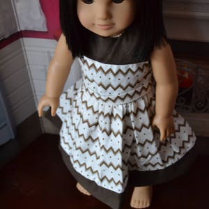 18 inch Doll Clothes Pretty Dress Brown Chevrons fits American Girl image 2