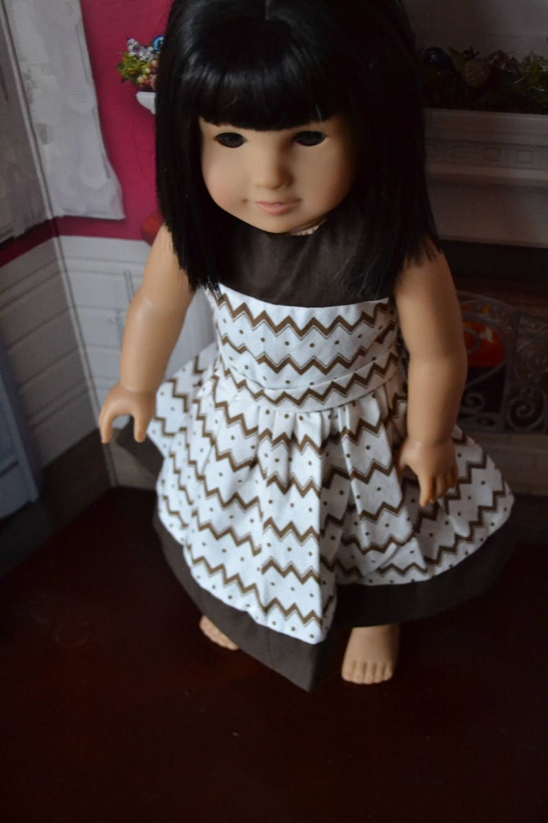18 inch Doll Clothes Pretty Dress Brown Chevrons fits American Girl image 2