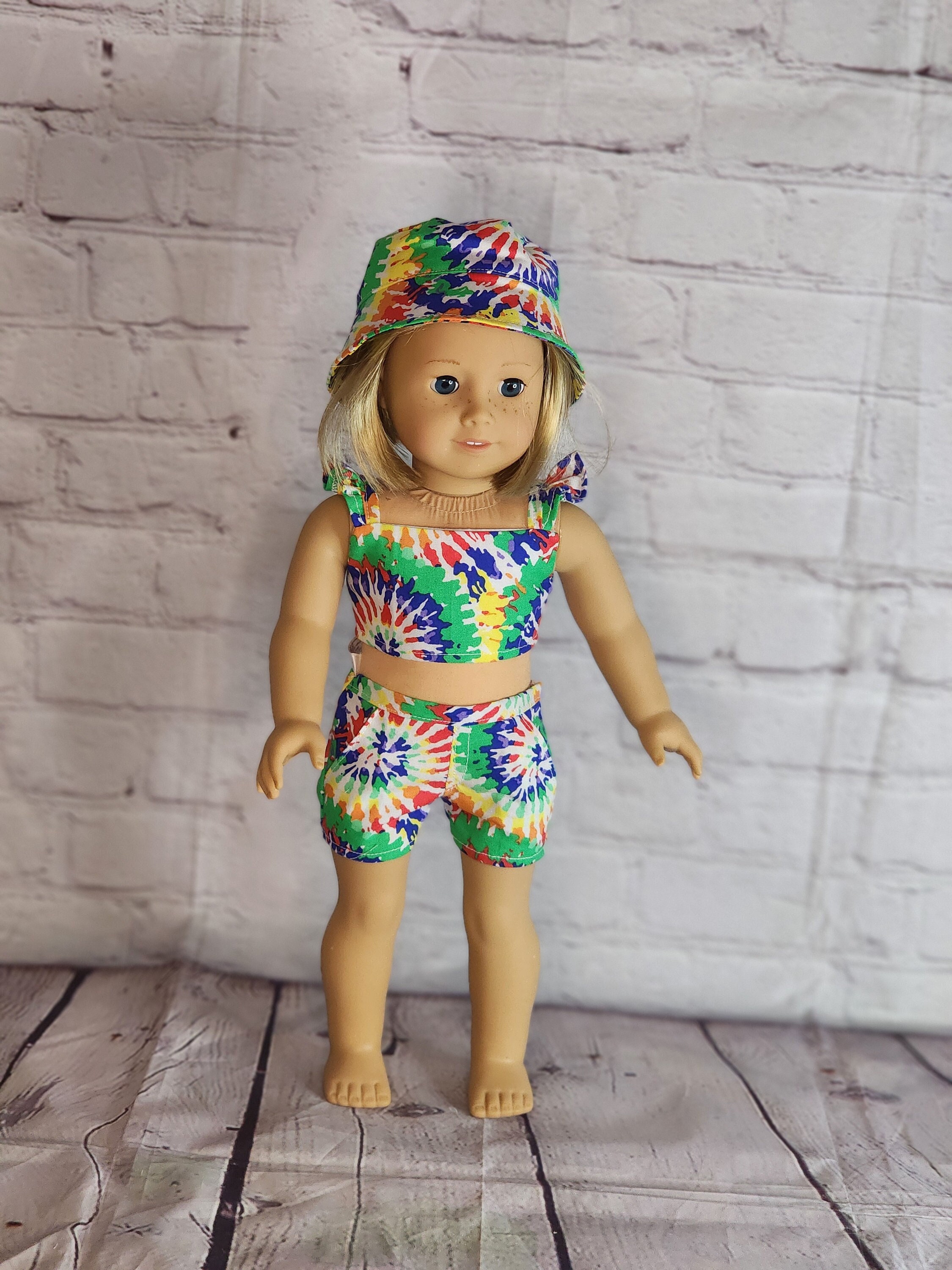 18 Inch Doll Clothes Rainbow Tie Dye Flutter Tank Crop Top
