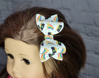 18 inch Doll Clothes - Pot of Gold Bow Alligator Clip - fits American Girl & Wellie Wisher