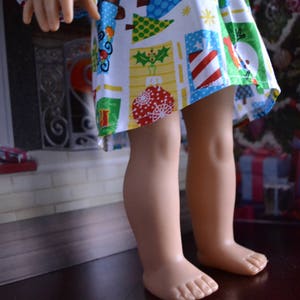 18 inch Doll Clothes Holiday Presents Swing Dress RED WHITE YELLOW Christmas Winter fits American Girl image 3