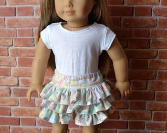 18 inch Doll Clothes - Paisley Flirty Skirt  - PINK BLUE YELLOW - fits American Girl