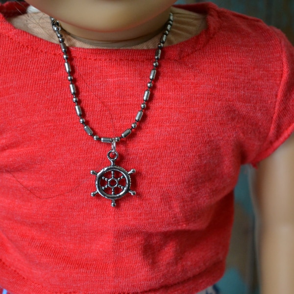 18 inch Doll Clothes -  Ships Wheel Necklace - Americana  Collection - DOLL JEWELRY - fits American Girl
