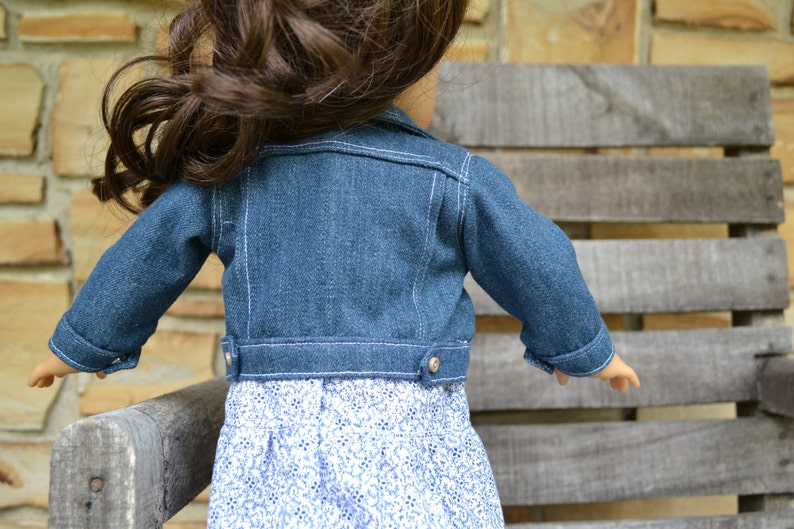 MADE TO ORDER fits American Girl Doll Medium Wash Blue Jean Jacket 18 inch Doll Clothes Denim Coat
