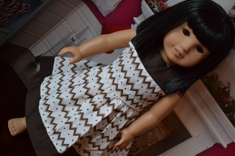 18 inch Doll Clothes Pretty Dress Brown Chevrons fits American Girl image 5