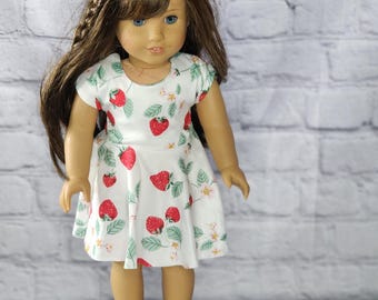 18 inch Doll Clothes - Strawberry Vines Tie Back Dress - fits American Girl