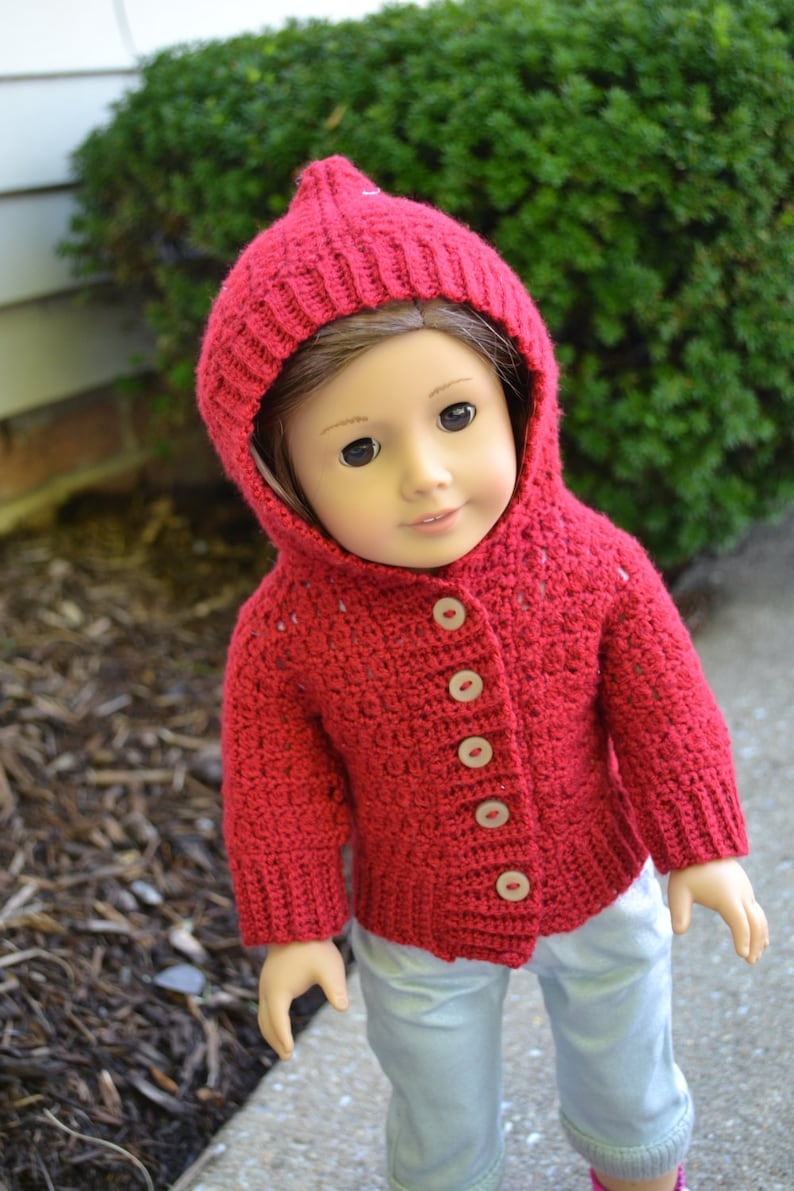 18 inch Doll Clothes Crocheted Hooded Sweater Red MADE Etsy