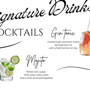 Printable Wedding Bar Menu Sign Template