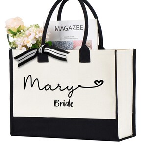 Custom Bride Tote Bag, Personalized bride tote, Bride Tote Bag, Bride Beach Bag, Personalized Bridesmaid Gift, Bachelorette Party Gift Bag