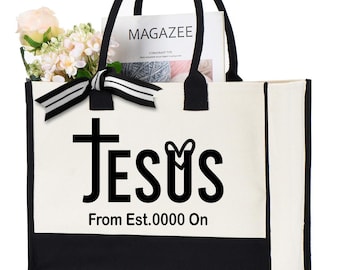 Jesus est. 0000 Tote Bag, faith Tote Bag, Inspirational Bag, unique Jesus Bag, Religious Bag, Bible Verse Bag, Faith Bag, Jesus Lover Gift
