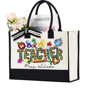 Custom Autism Teacher Tote Bag, Personalized Autism Teacher Bags, Teacher Puzzle Autism Bag, Autism Awareness Bag, Autism Teacher Bag