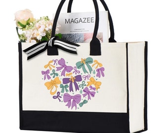 Mardi Gras Gift Bag, Mardi Gras Tote Bag, Mardi Gras Carnival Bag, Mardi Gras Coquette Bow, Mardi Gras Party Bag, Mardi Gras Festival Bag