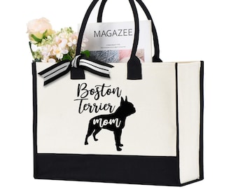 Boston Terrier Mom Tote Bag, Gift For Boston Terrier Owner, Pet Owner Gift Bag, Boston Terrier Lover Gift, Boston Terrier Dog Mom Gift Bag