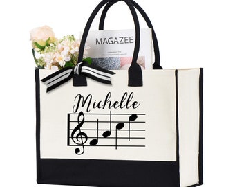 Personalized Music Teacher Bag, Custom Music Teacher Bag, Music Teacher Appreciation Gifts, Teacher Gift Bag, Music Lover Bag, Teacher Bag