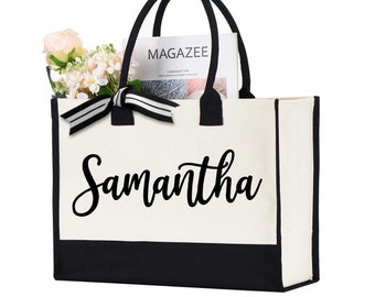 Custom Name Tote Bag, Personalized Bridesmaid Tote Bag, Bridal Shower Bag, Bachelorette Party Gift Bag, Wedding Day Gift, Maid of Honor Gift