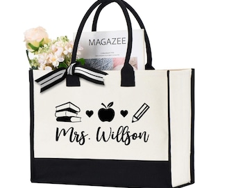 Personalized Teacher Bag, Teacher Gift Bag, Custom Name Teacher Bag, Cute Teacher Bag, Teacher Appreciation Gift Bag, Best Teacher Gifts