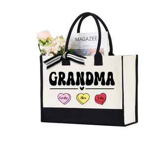 Custom Grandma Tote bag, Personalized Grandma gift, Mothers day gift for grandma, New grandma gift, Grandma Tote Bag With Grandkids Names