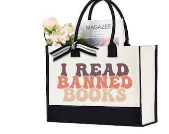 I Read Banned Books Tote Bag, Book Lover Bag, Literary Bag, Equality Bag, Bookish Bag, Reading Gift, Librarian Tote Bag, Teacher gifts